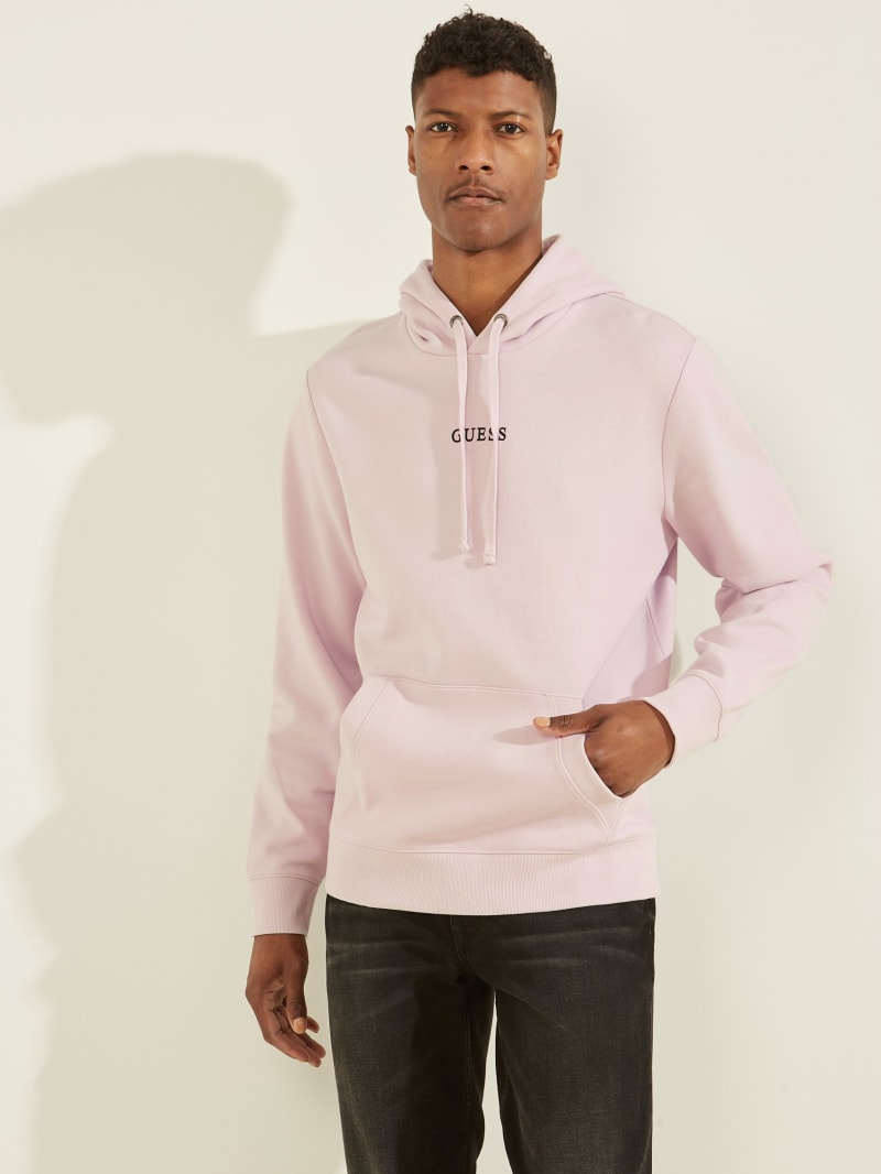 Guess Eco Roy Embroidered Logo Men's Hoodie Lavender | 0932-YEABZ