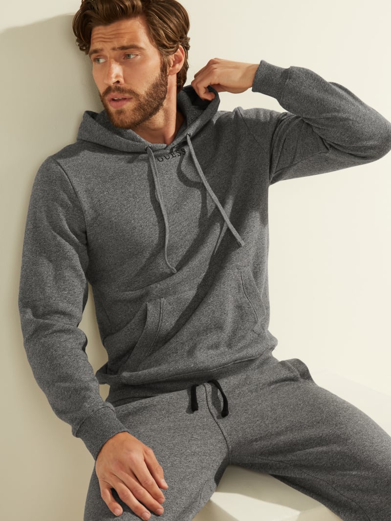 Guess Eco Roy Embroidered Logo Men's Hoodie Grey | 4329-MORCX