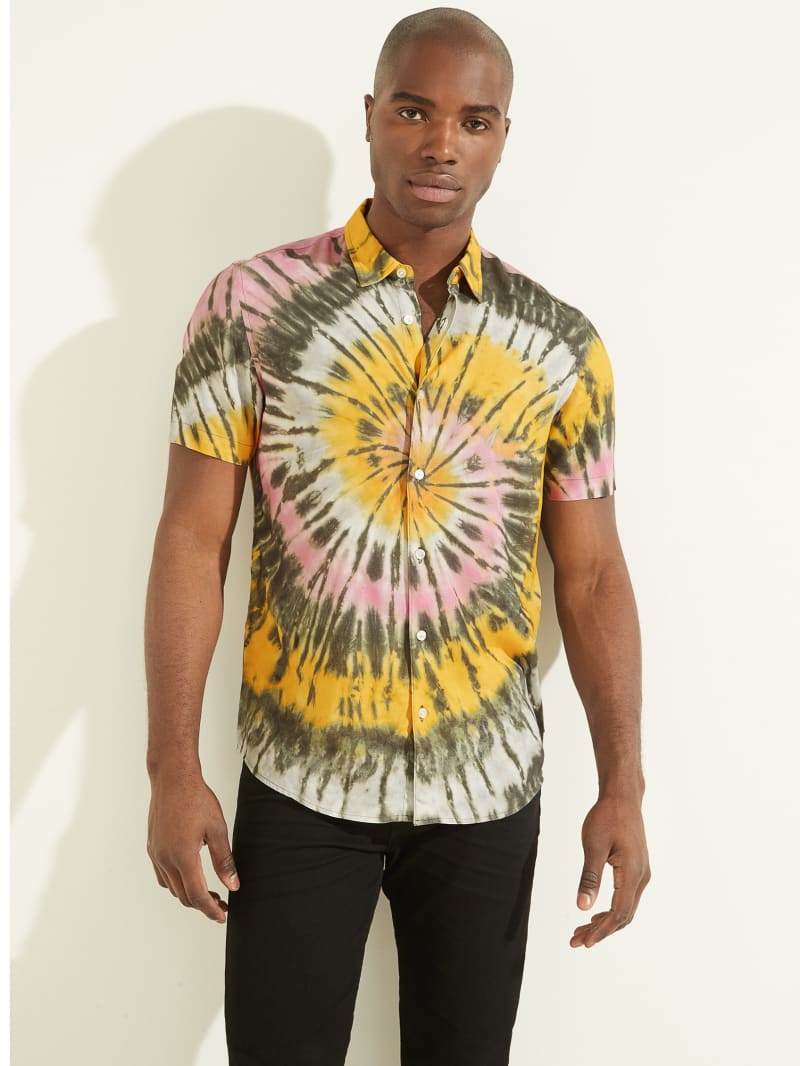 Guess Eco Spiral Tie-Dye Men's Shirts Multicolor | 8105-FUJHT