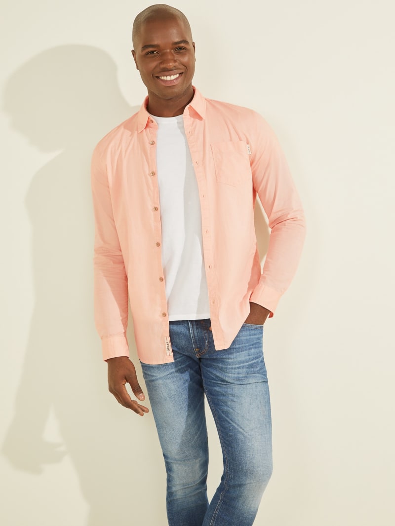 Guess Eco Sunset Men's Shirts Pink | 6530-HIJUX