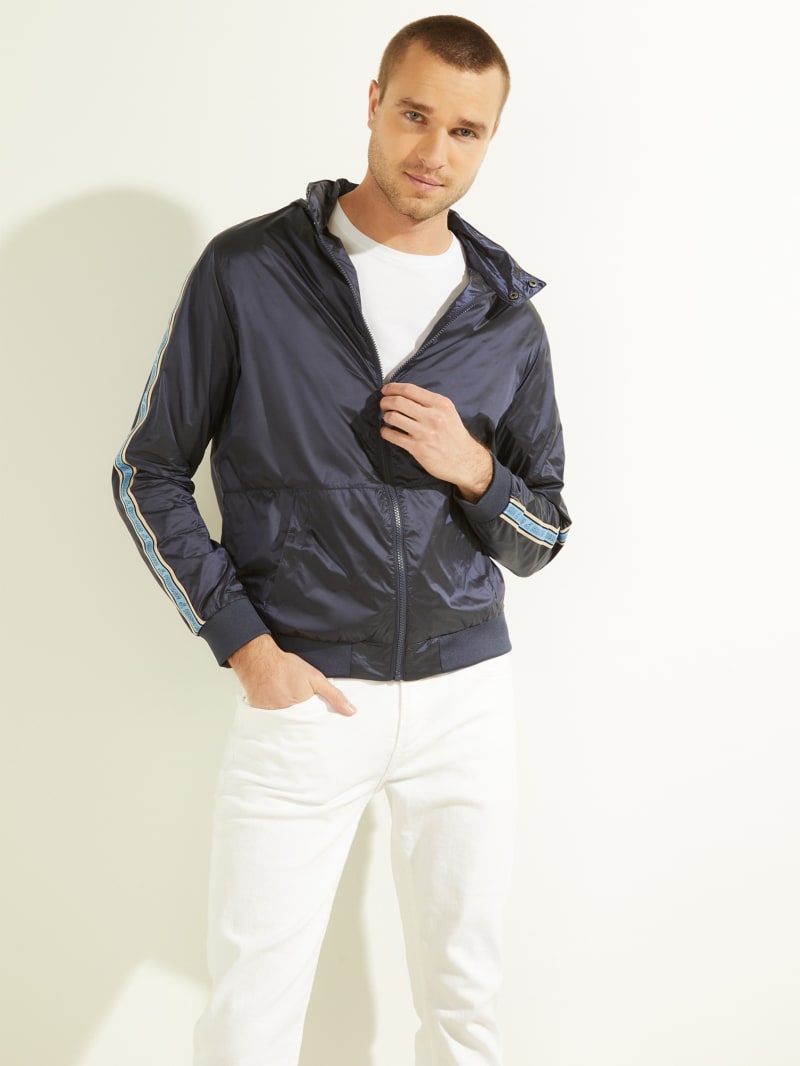 Guess Edward Windbreaker Men's Jackets Blue | 4790-DQKYP