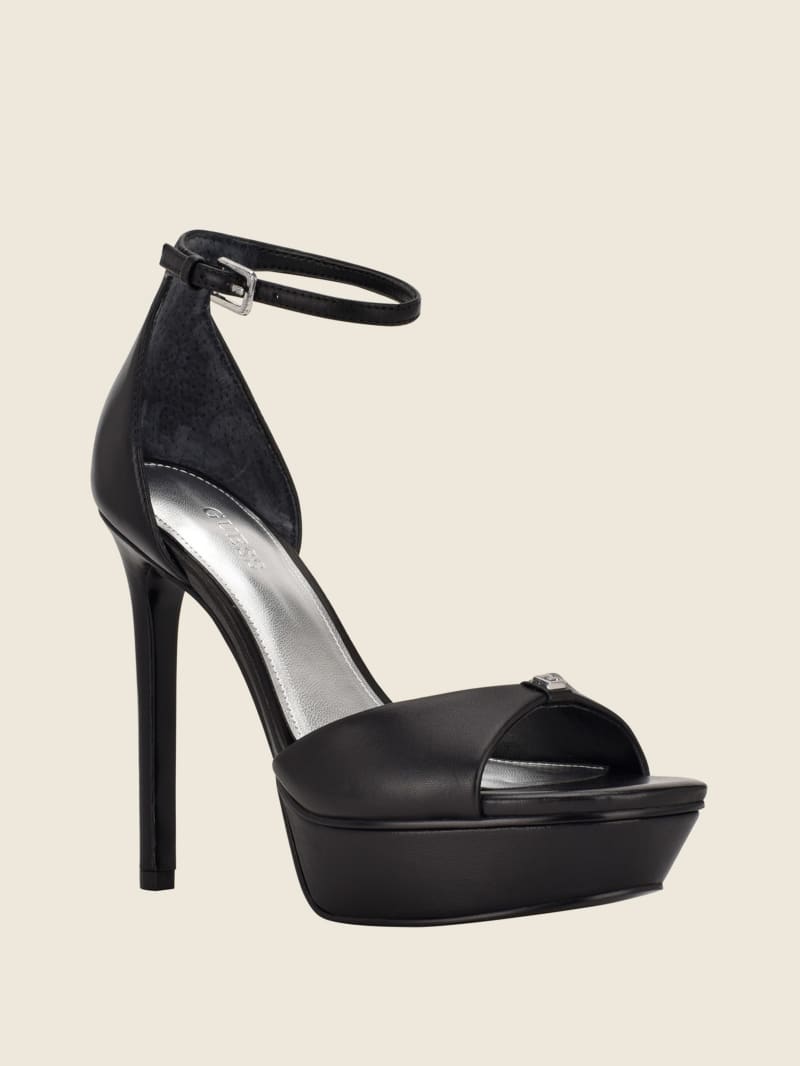 Guess Ellsyn Leather Platform Women's Heels Black | 9650-DAETL