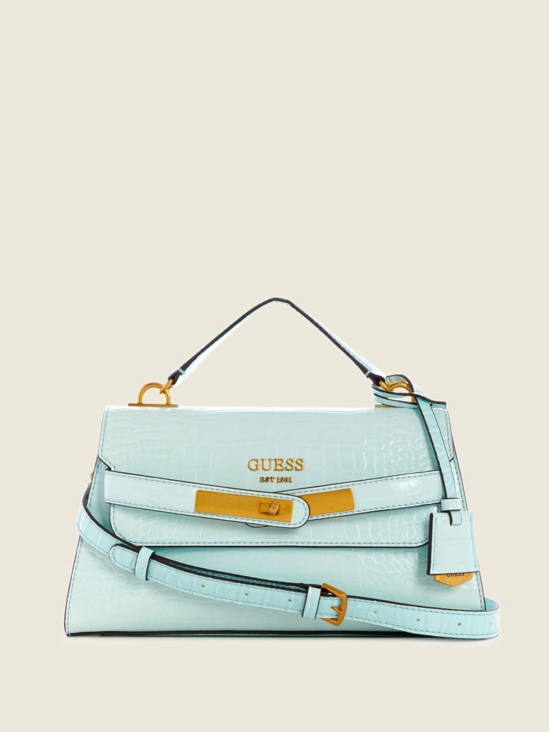 Guess Enisa-Handle Flap Women's Satchel Bags Turquoise | 0647-ASMKG