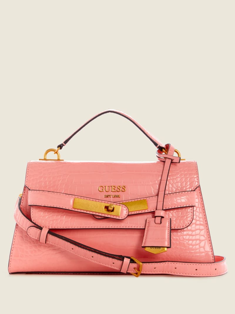 Guess Enisa-Handle Flap Women's Satchel Bags Pink | 6485-KRMGQ