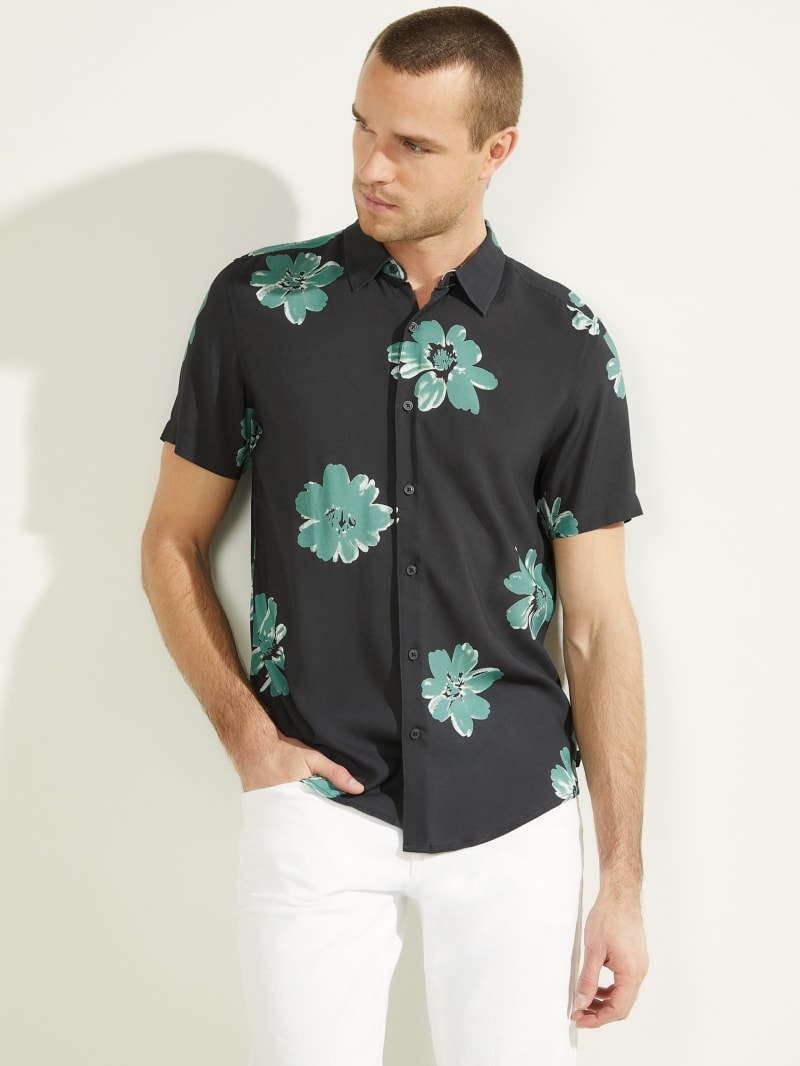 Guess Escot Floral Men's Shirts Black | 3980-XUZSE