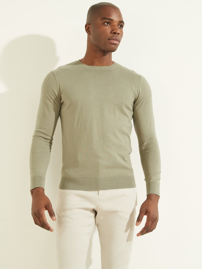 Guess Essential Crewneck Men's Sweaters Green | 3608-ELSDN