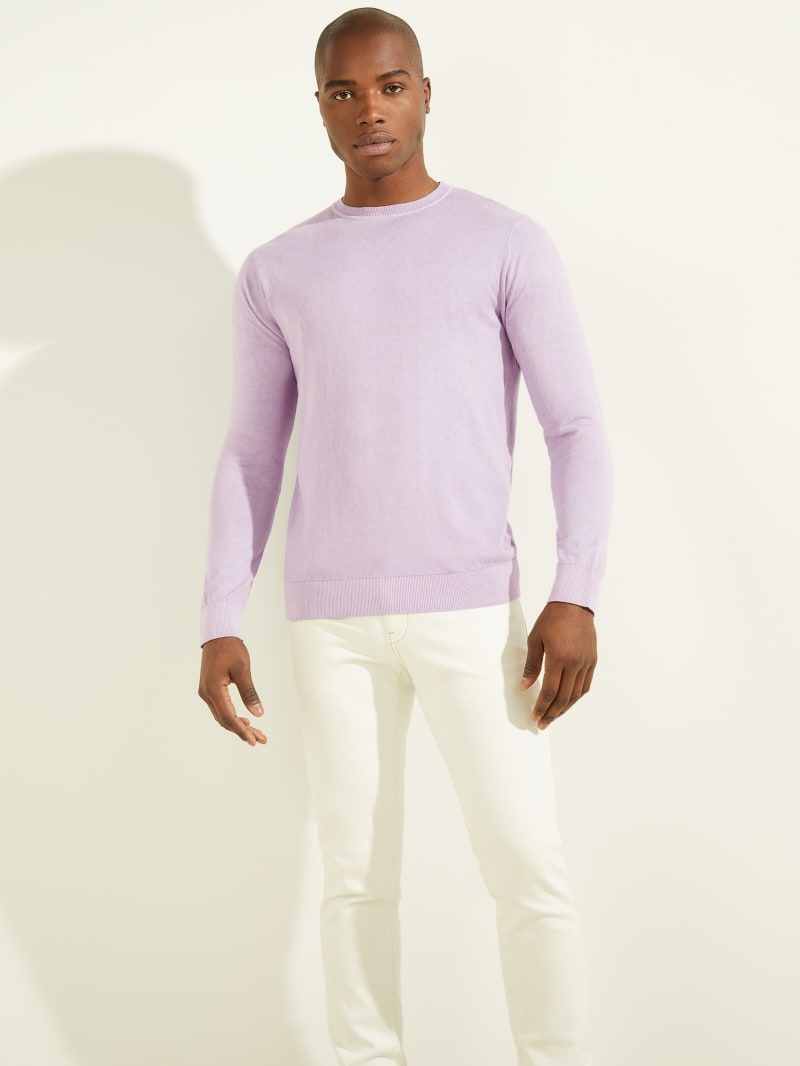 Guess Essential Crewneck Men's Sweaters Light Purple | 7582-KEHZW