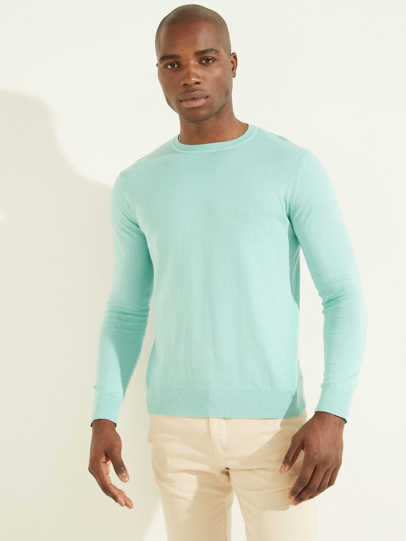 Guess Essential Crewneck Men's Sweaters Blue | 9152-LTJXI