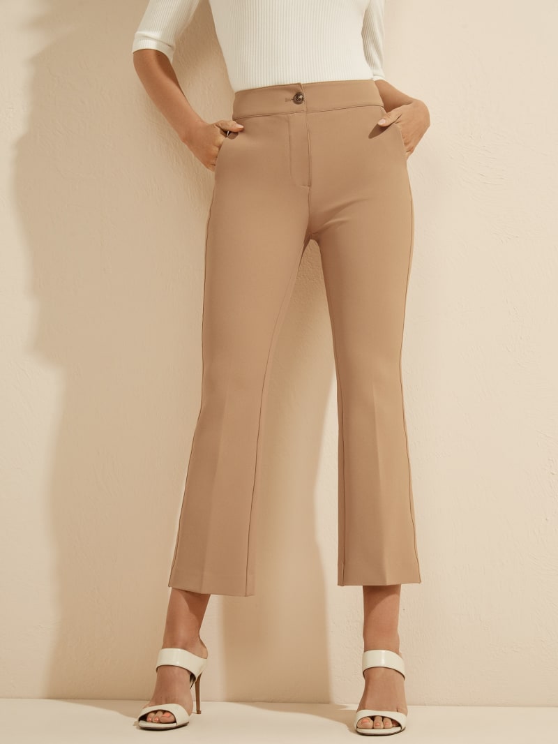 Guess Evelyn Cropped Women's Pants Brown | 3162-EOXNZ