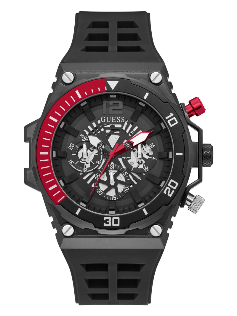 Guess Exposed Dial Multifunction Men's Watches Black | 9780-XBNFD