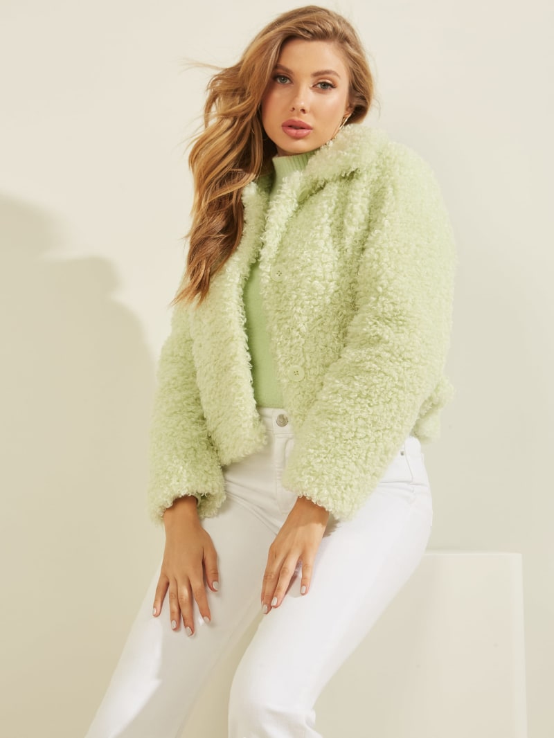 Guess Fluffy Teddy Women's Coats Mint | 9487-CTYXA