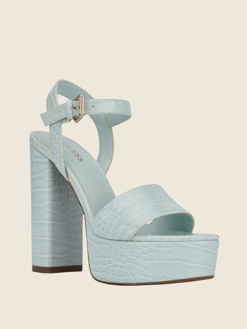 Guess Gabeli Croc Platform Women's Heels Light Blue | 4156-AQKJT