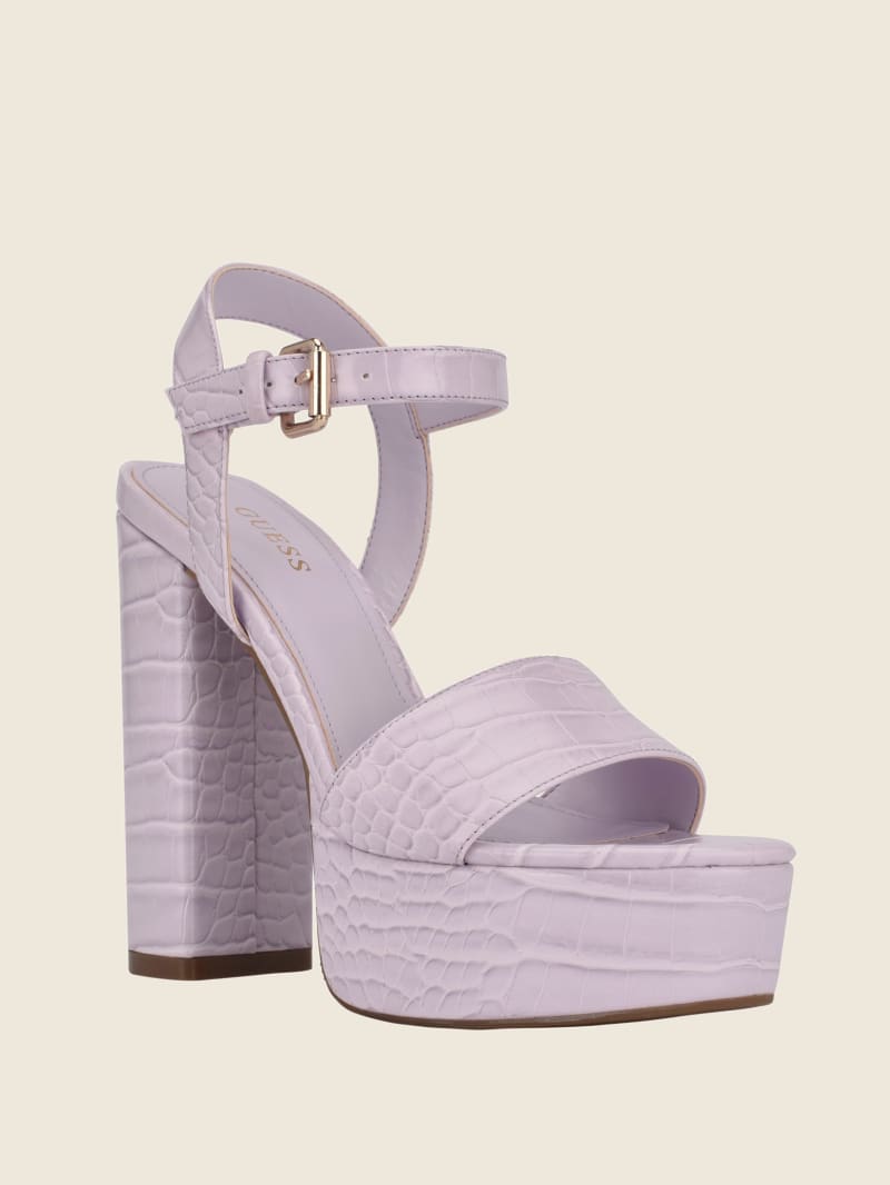 Guess Gabeli Croc Platform Women's Heels Purple | 9804-JEUFS