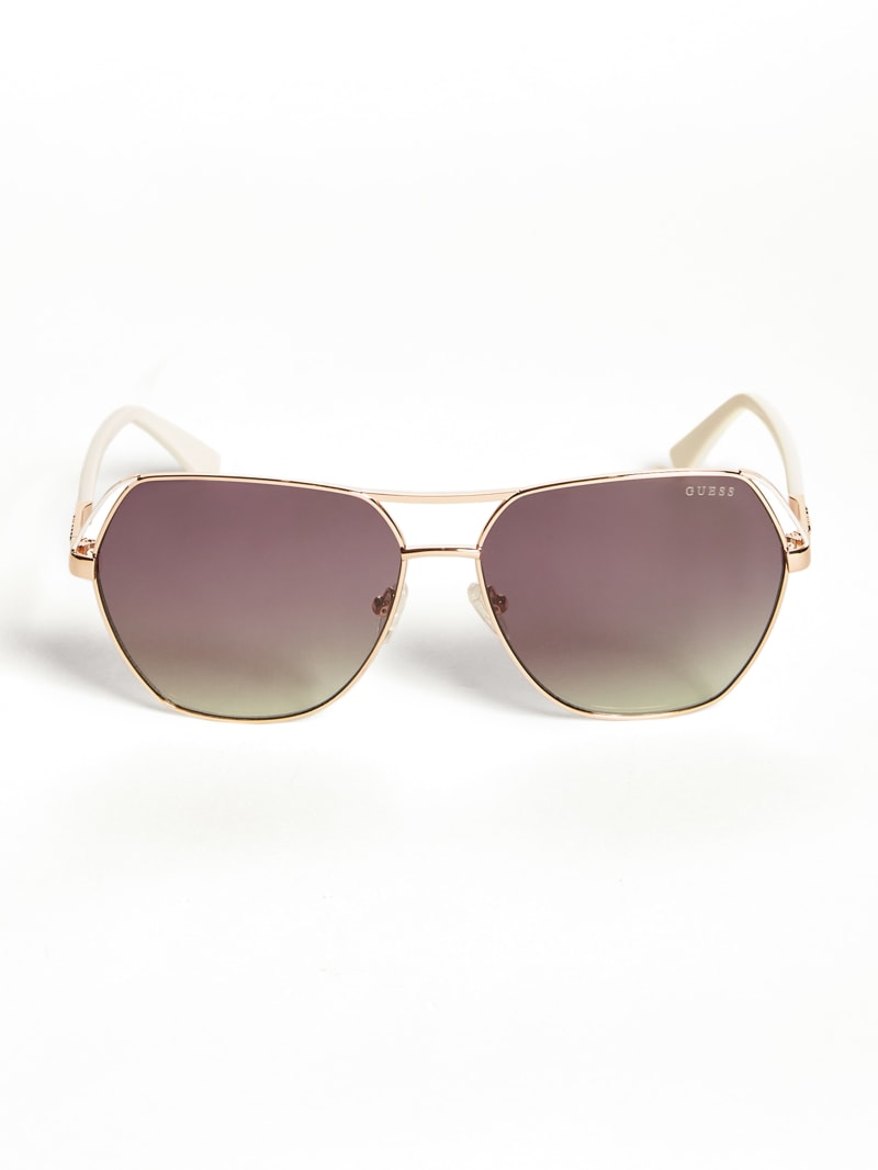 Guess Geometric Aviator Women's Sunglasses Gold | 7295-ZCYDU