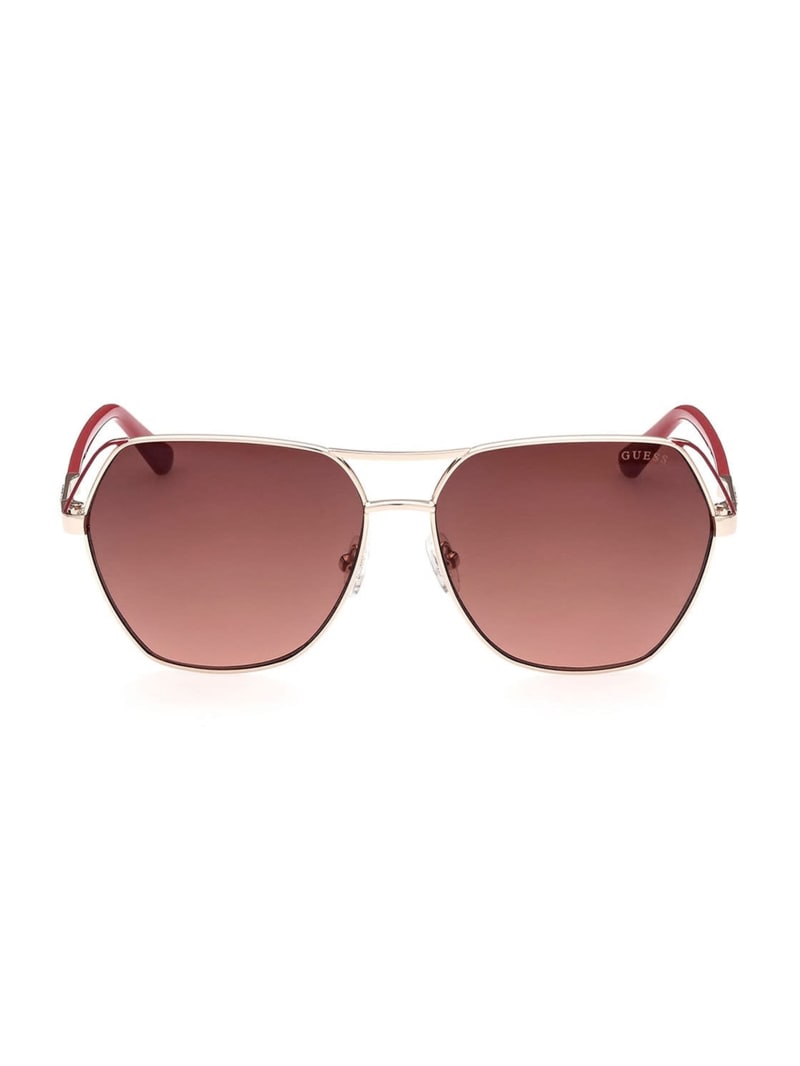 Guess Geometric Aviator Women's Sunglasses Rose Gold | 7982-TUEJM