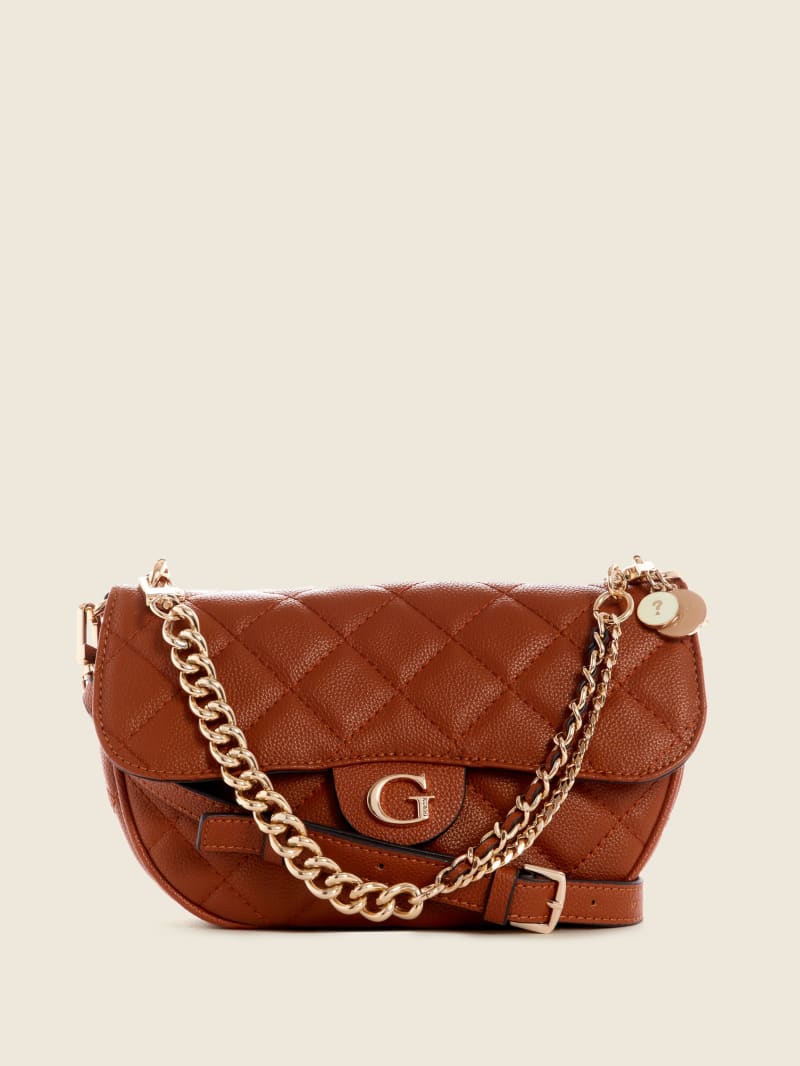 Guess Gillian Quilted Flap Women's Crossbody Bags Brown | 1529-HATBU