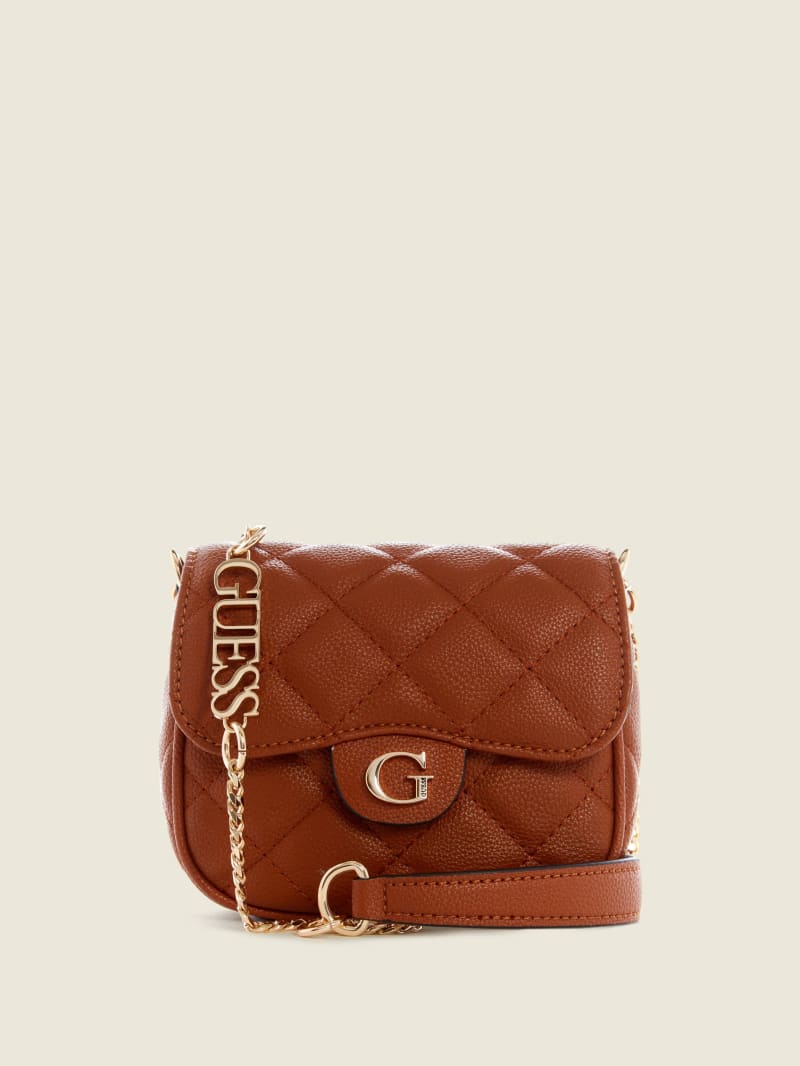 Guess Gillian Quilted Flap Women's Crossbody Bags Brown | 5670-ONZEU