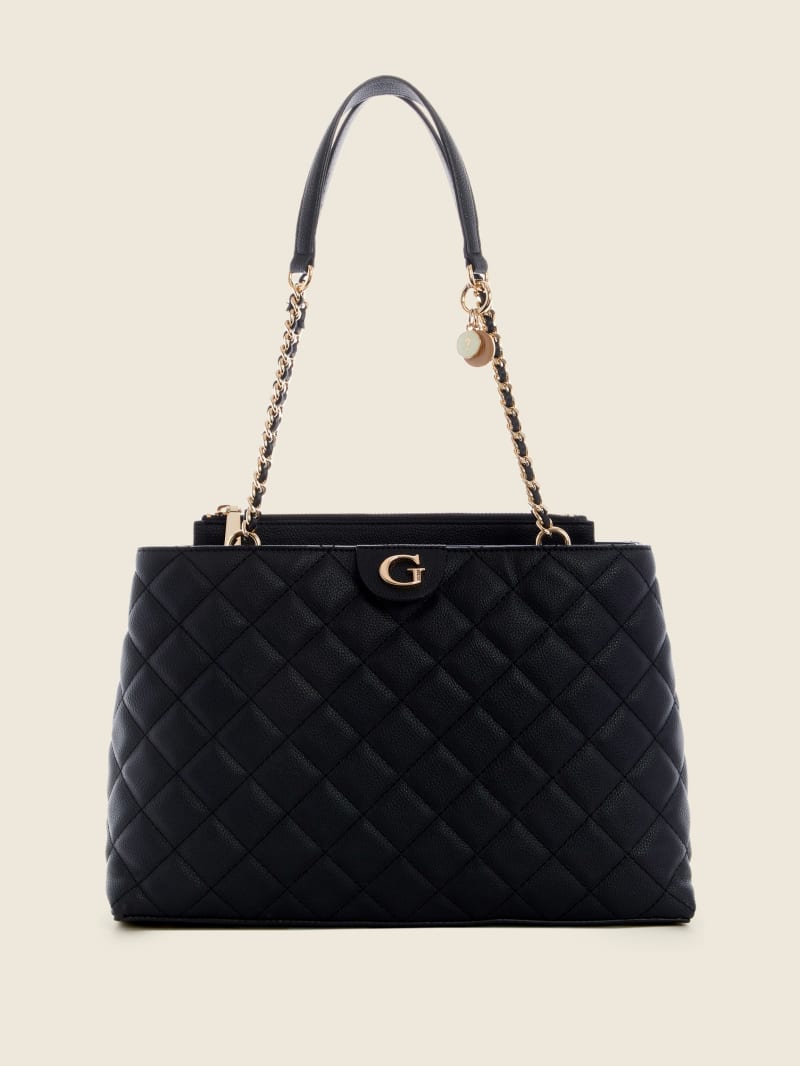 Guess Gillian Quilted High Society Women's Satchel Bags Black | 0583-GVANC