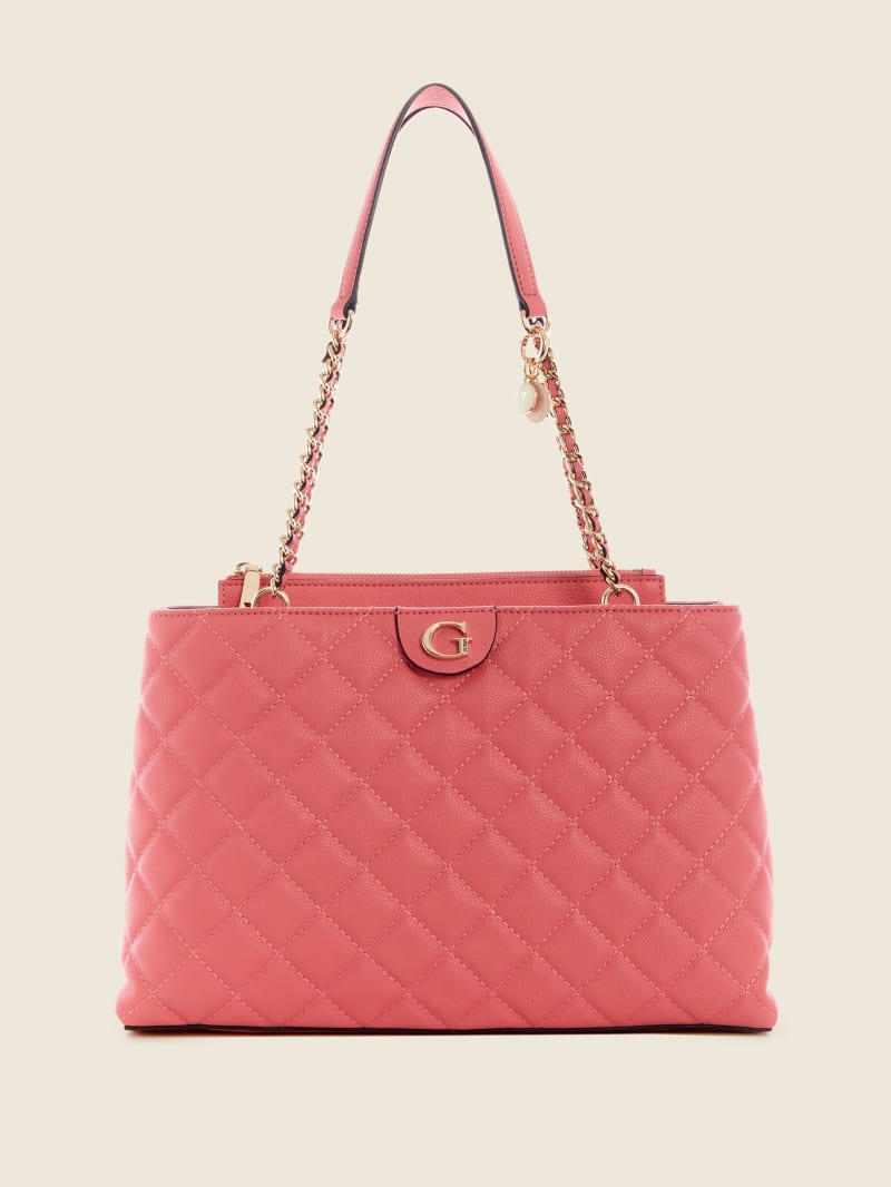 Guess Gillian Quilted High Society Women's Satchel Bags Apricot | 2405-ZWJKD