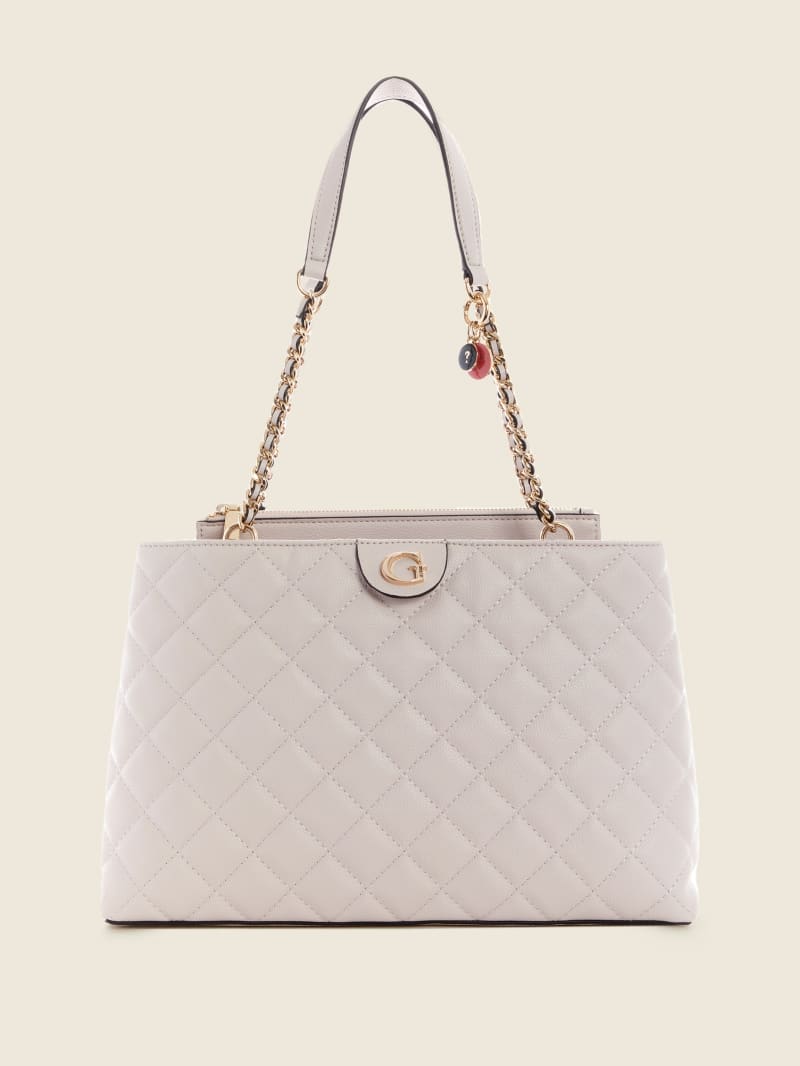 Guess Gillian Quilted High Society Women's Satchel Bags Grey | 9678-YTHDU