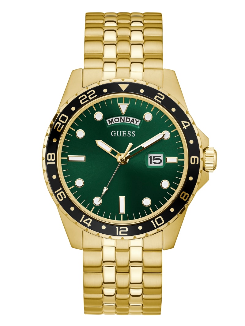 Guess Gold-Tone And Green Sport Men's Watches Gold | 7026-JLIVS