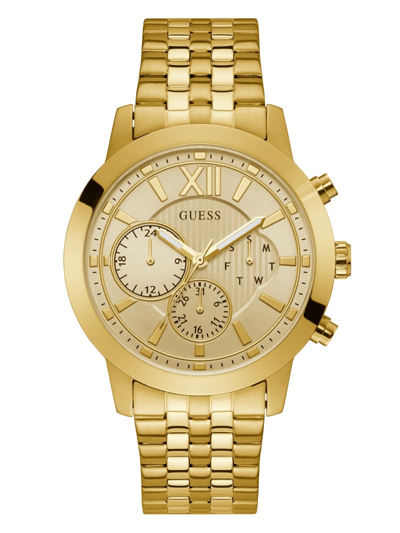 Guess Gold-Tone Chrono-Look Multifunction Women's Watches Gold | 3978-BWHIU