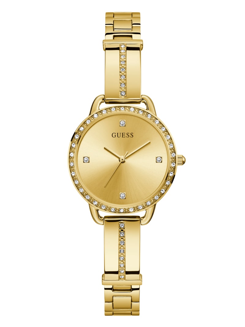 Guess Gold-Tone Crystal Analog Women's Watches Gold | 2437-JGSOW