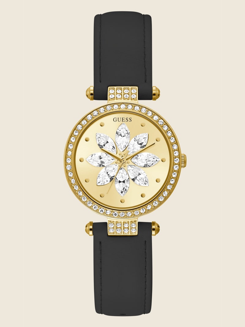 Guess Gold-Tone Crystal and Leather Analog Women's Watches Multicolor | 8235-XKCOR