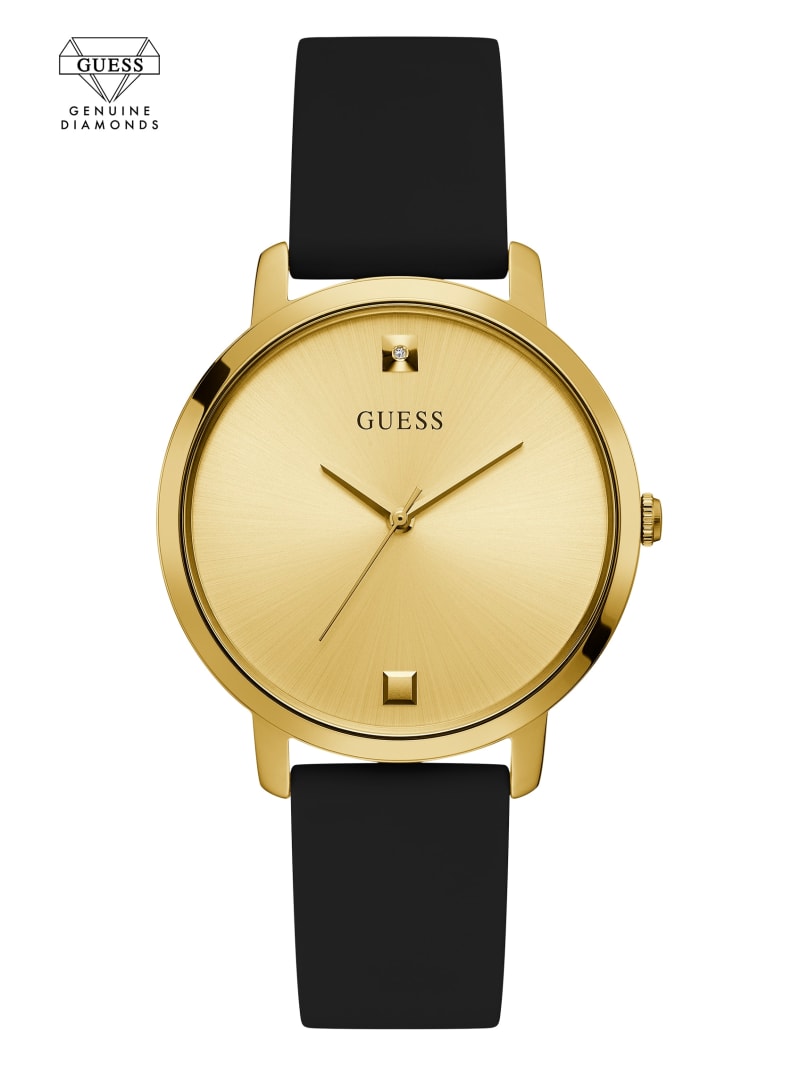 Guess Gold-Tone Diamond Analog Women's Watches Black | 1380-THAIC