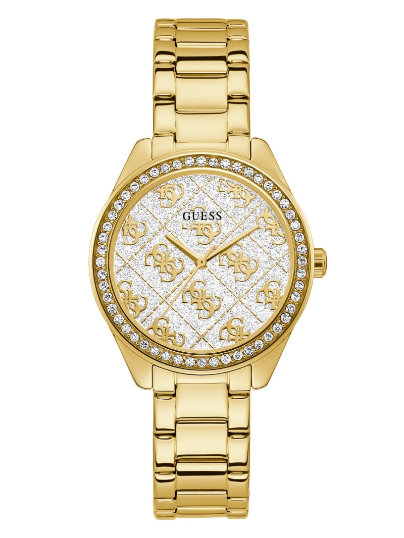 Guess Gold-Tone Glitter Logo Women's Watches Gold | 0716-FAPOD