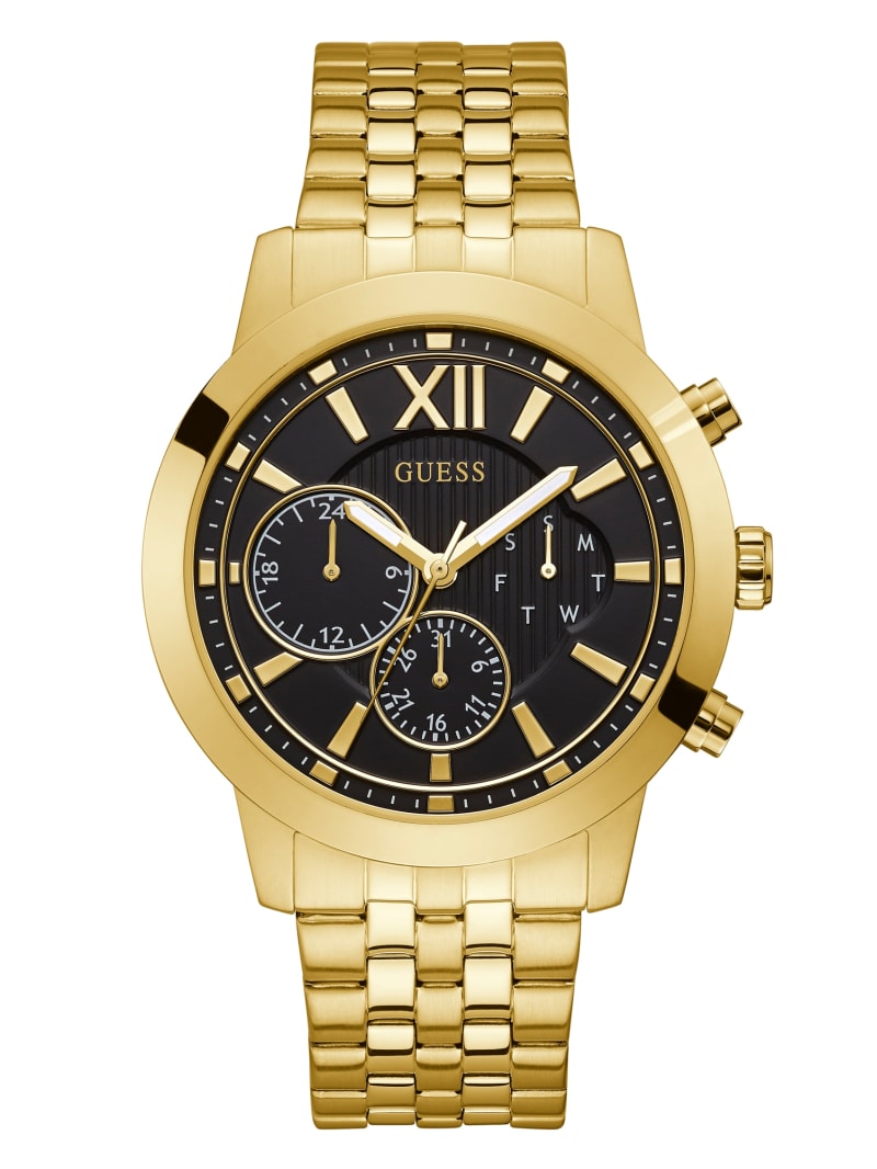 Guess Gold-Tone Multifunction Men's Watches Gold | 6795-NVZIJ