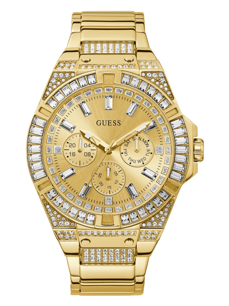 Guess Gold-Tone Multifunction Men's Watches Gold | 7395-QPVCZ