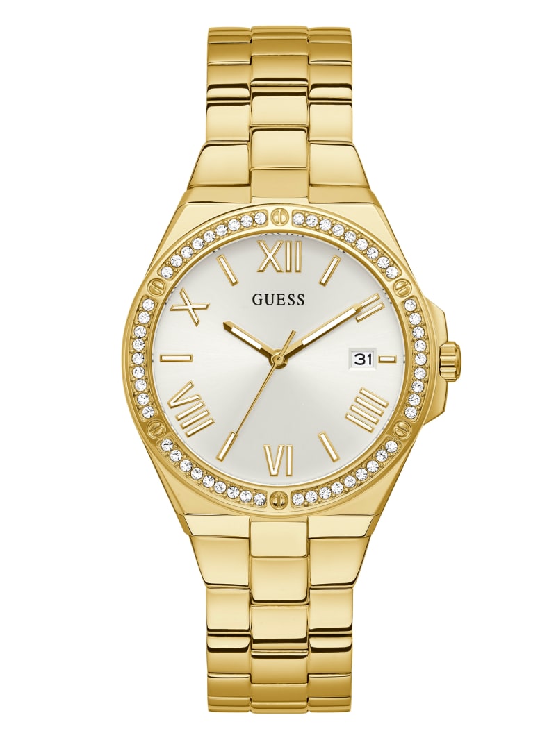 Guess Gold-Tone and Rhinestone Analog Women's Watches Gold | 2879-VUDQG