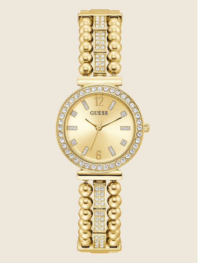 Guess Gold-Tone and Rhinestone Analog Women's Watches Gold | 9652-KJLYR