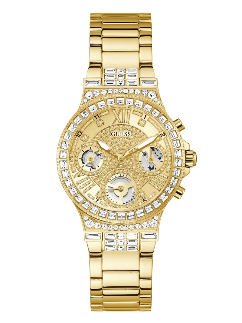 Guess Gold-Tone and Rhinestone Multifunction Women's Watches Gold | 7128-IMPGQ