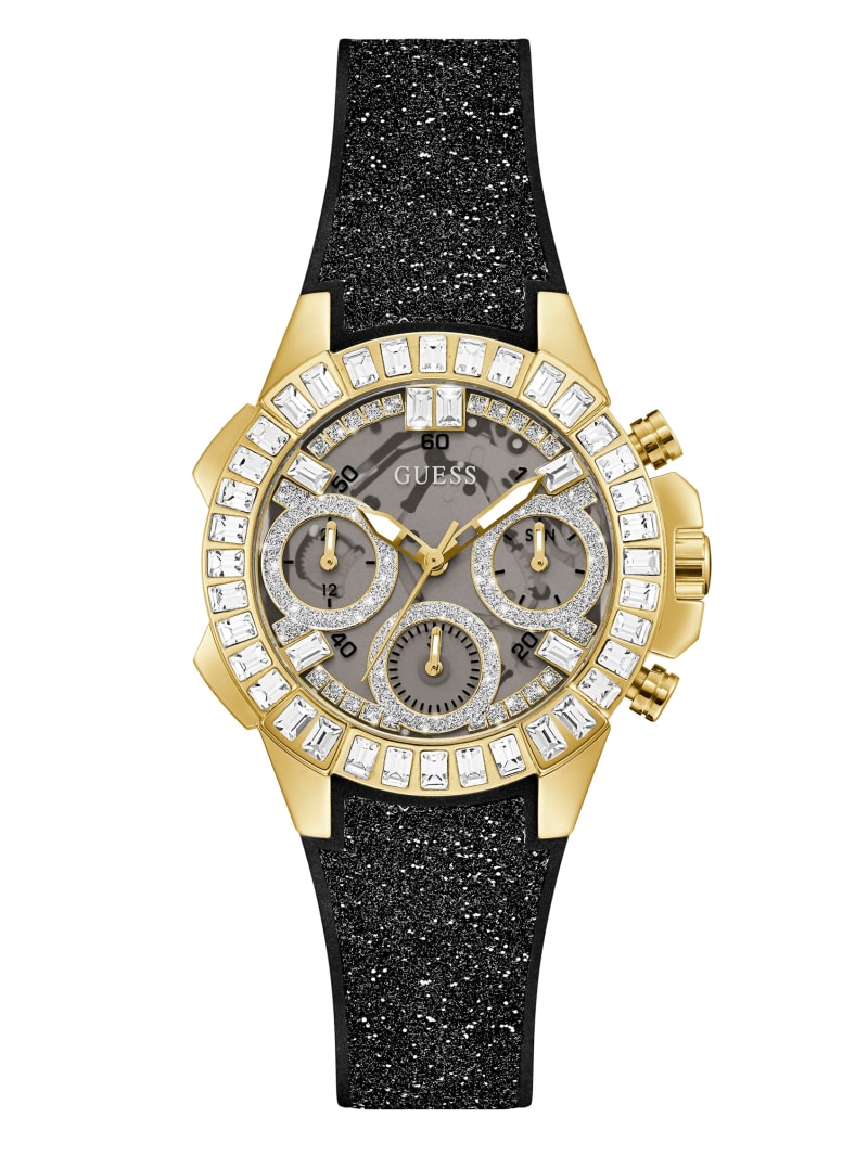 Guess Gold-Tone and Shimmer Analog Women's Watches Black | 8013-QPXHI