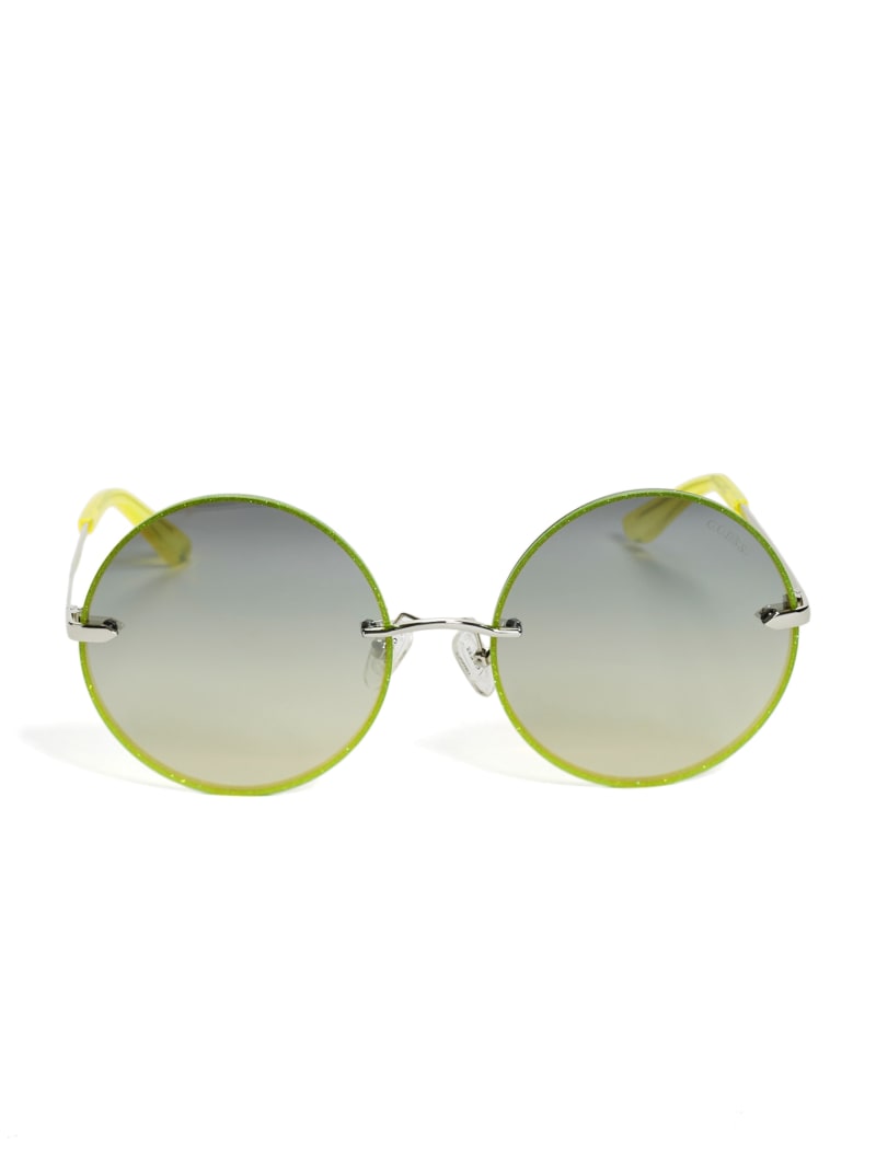 Guess Greyson Glitter Trim Round Women's Sunglasses Yellow | 7032-SEFKC