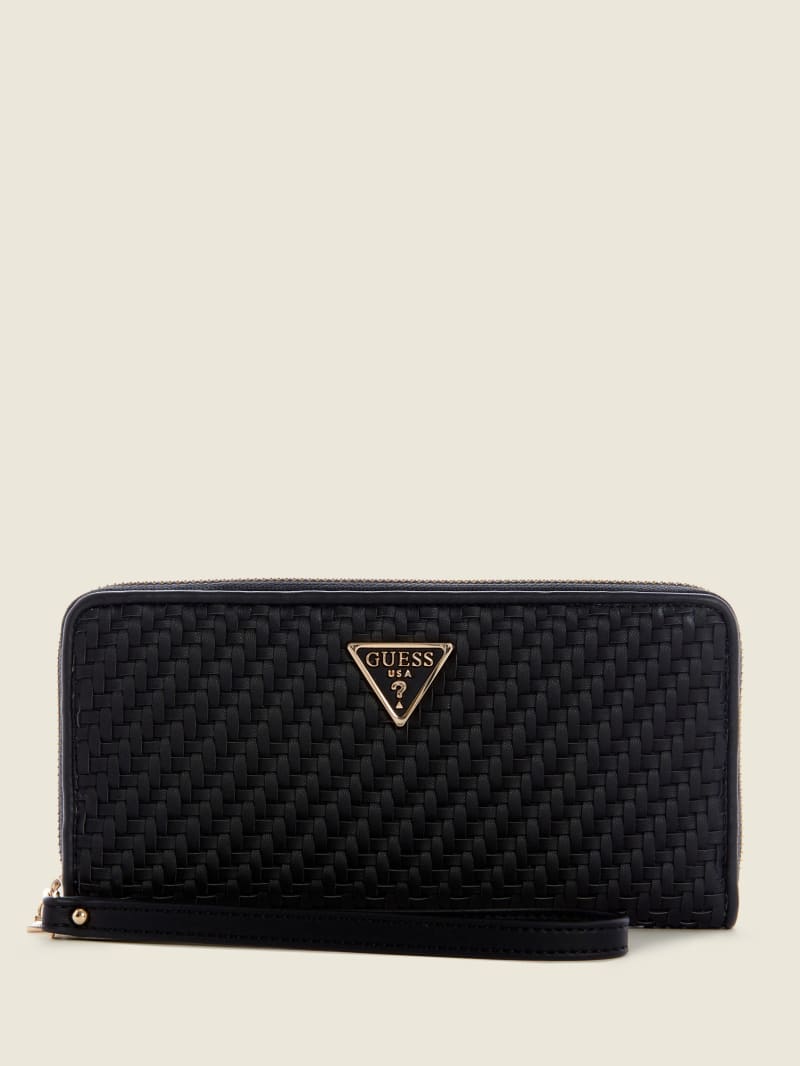 Guess Hassie Large Zip-Around Women's Wallets Black | 0348-SPRHY