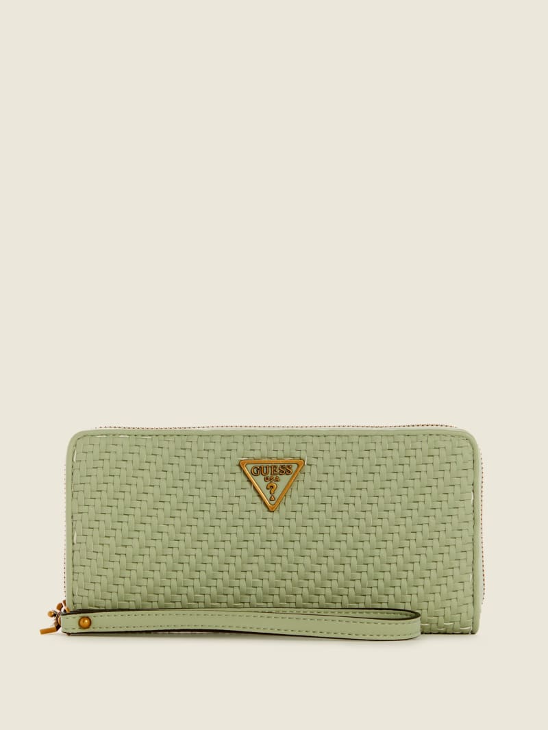 Guess Hassie Large Zip-Around Women's Wallets Olive | 0856-CXOBT