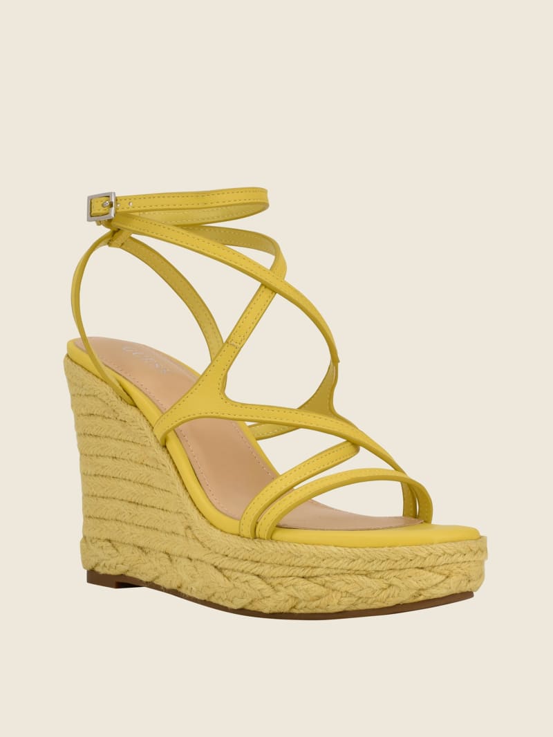 Guess Hirani Strappy Espadrille Women's Wedges Yellow | 1586-HFTMN