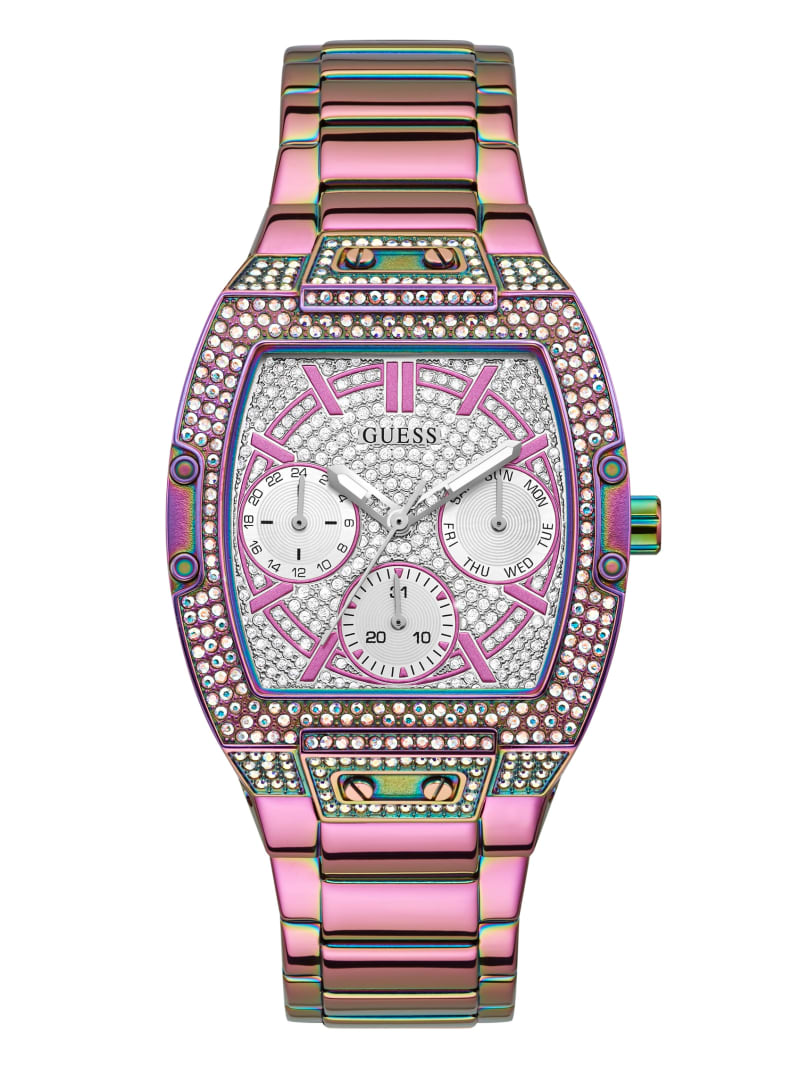 Guess Iridescent Rhinestone Multifunction Women's Watches Purple | 7064-ROUHA