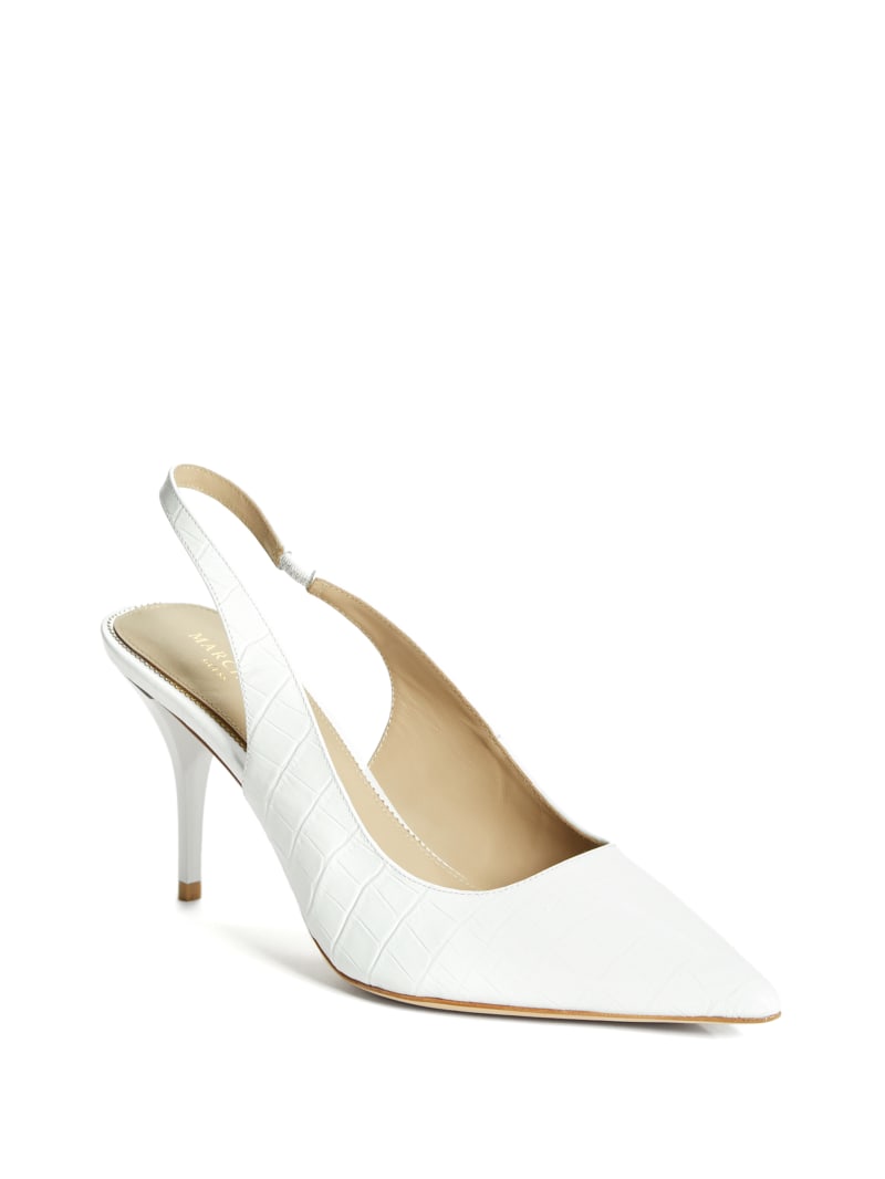 Guess Juna Crocodile Sling Back Women's Heels White | 6981-VWDTH