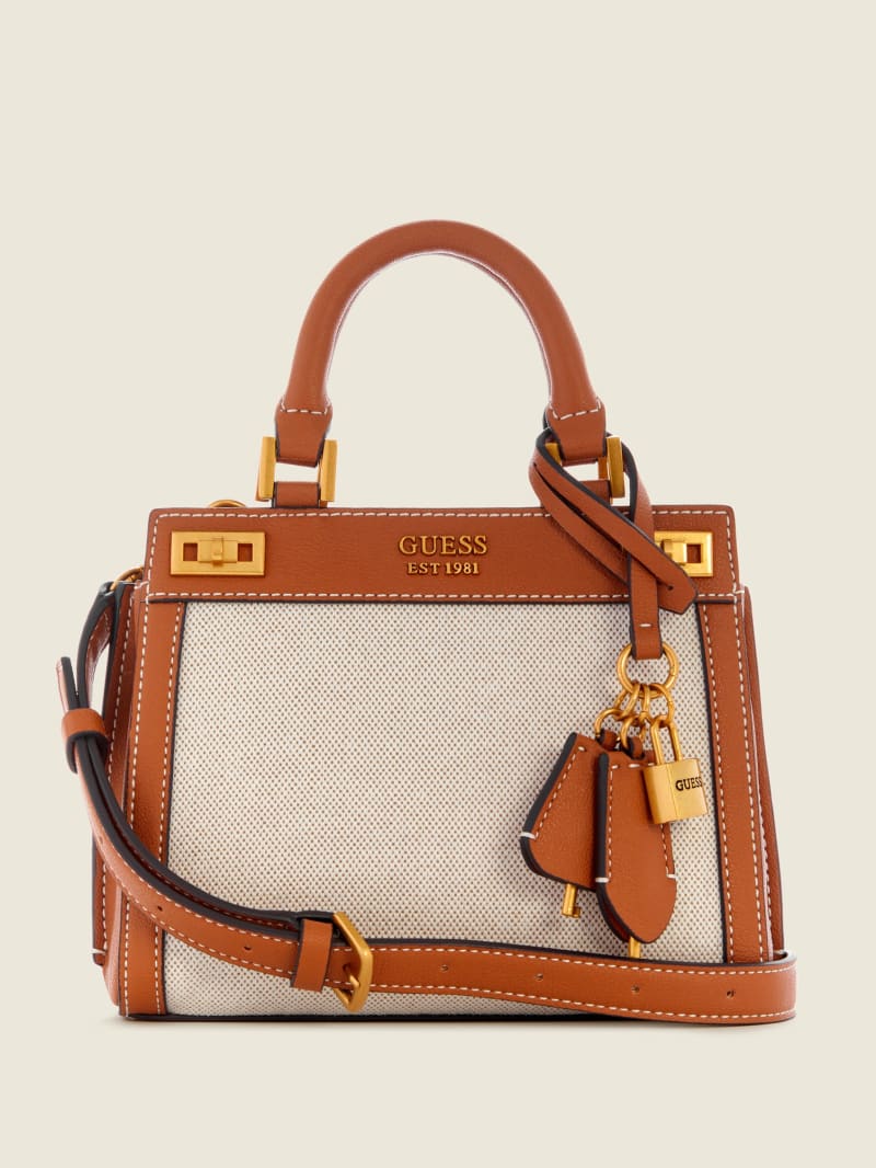 Guess Katey Canvas Women's Satchel Bags Brown | 2058-SJTHR