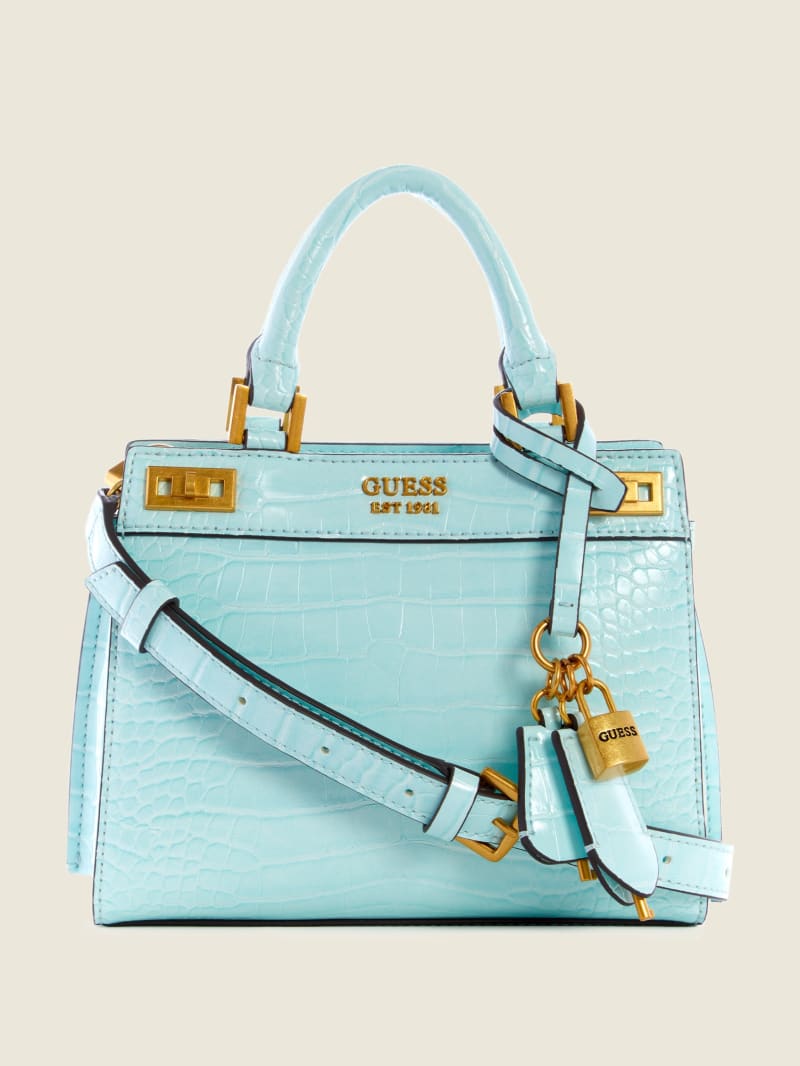 Guess Katey Croc Women's Satchel Bags Turquoise | 0732-CFNST