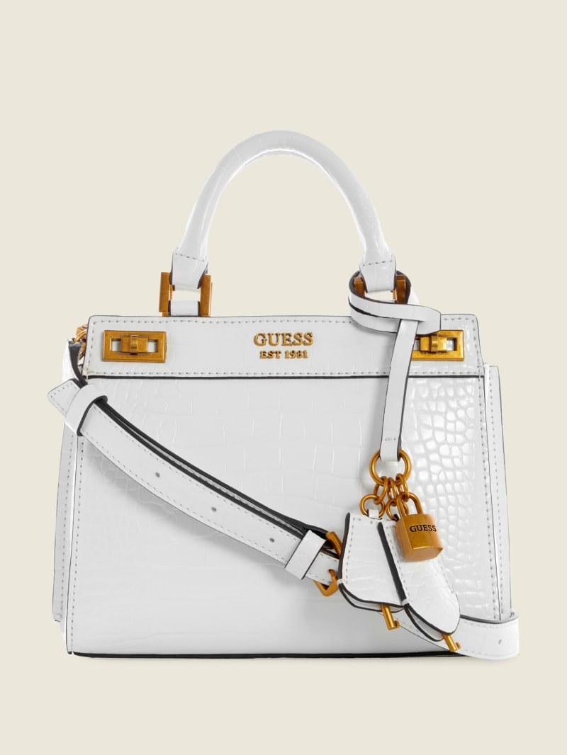 Guess Katie Croc Women's Satchel Bags White | 8719-ZQCBI