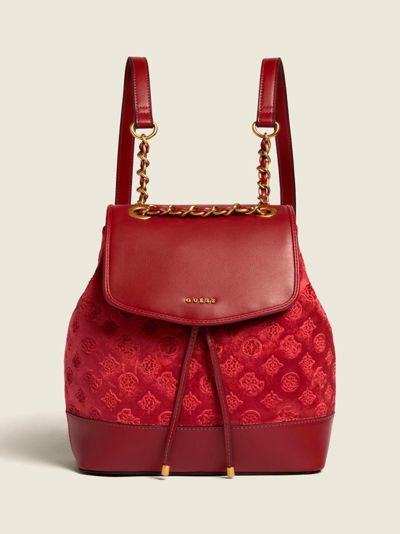 Guess Kimi Velvet Women's Backpacks Red | 8142-SIYMZ