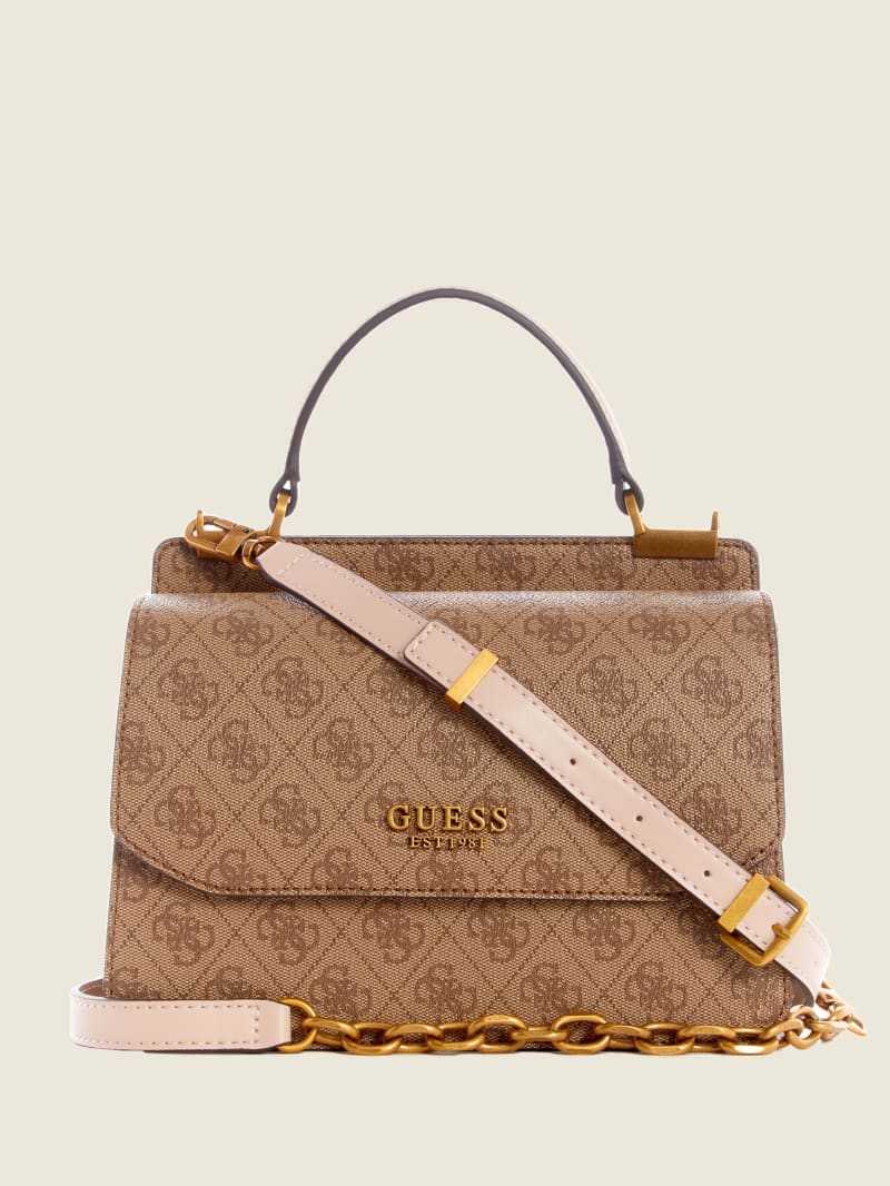 Guess Kristle Logo Handle Women's Crossbody Bags Brown | 9360-UEOSI