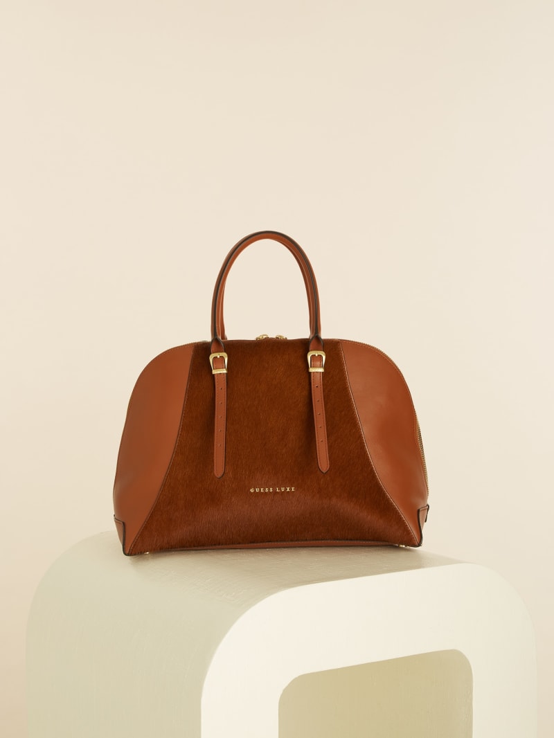 Guess Lady Luxe Leather Dome Women's Tote Bags Brown | 9682-NGOFP