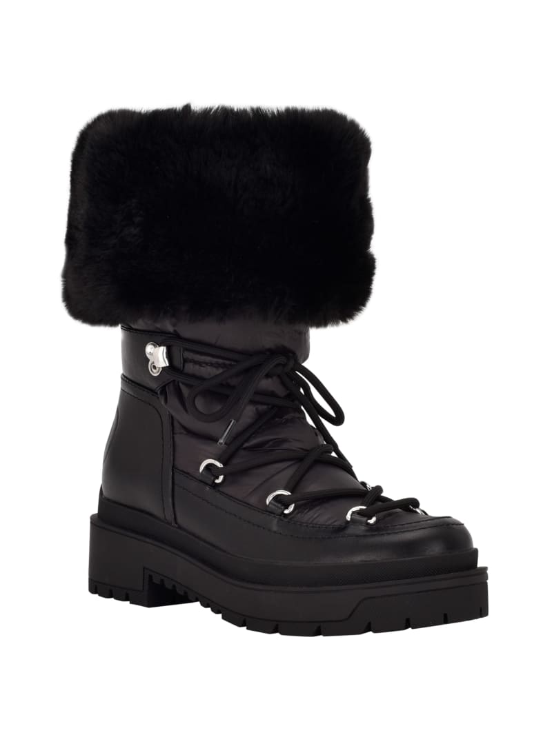 Guess Larya Faux-Fur Snow Women's Boots Black | 5801-FCNQZ