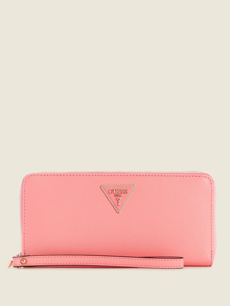 Guess Laurel Large Zip-Around Women's Wallets Pink | 0156-QPZYL